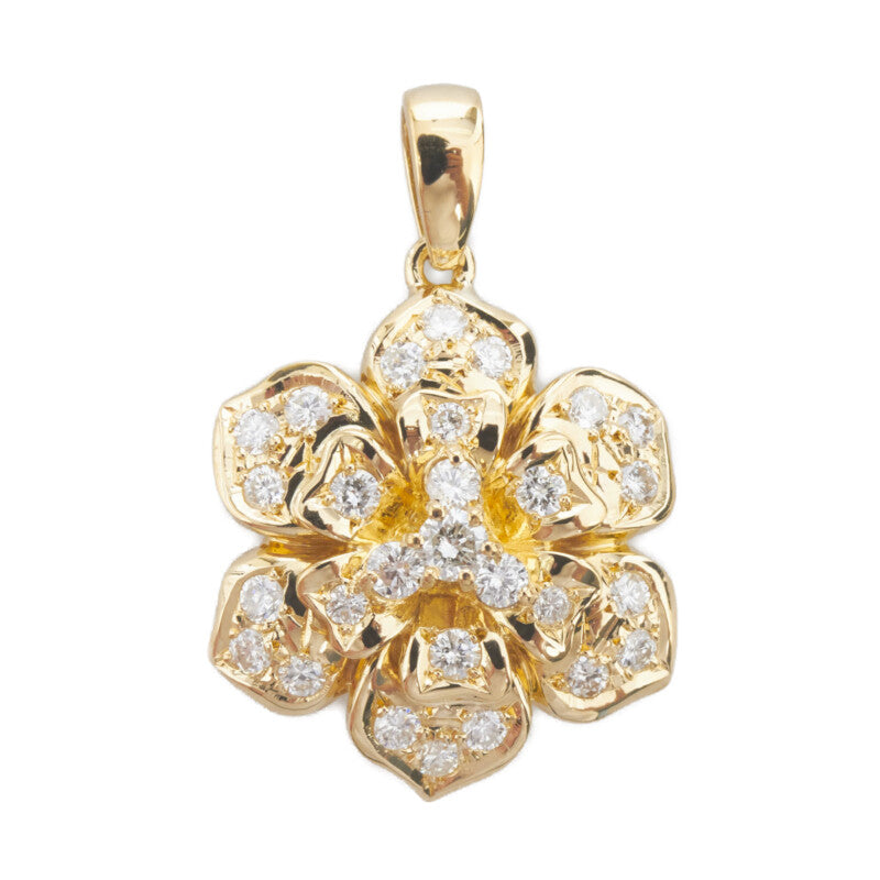 [LuxUness]  Women's Diamond 1.00ct Pendant, K18 Yellow Gold (Pre-owned) Metal Necklace in