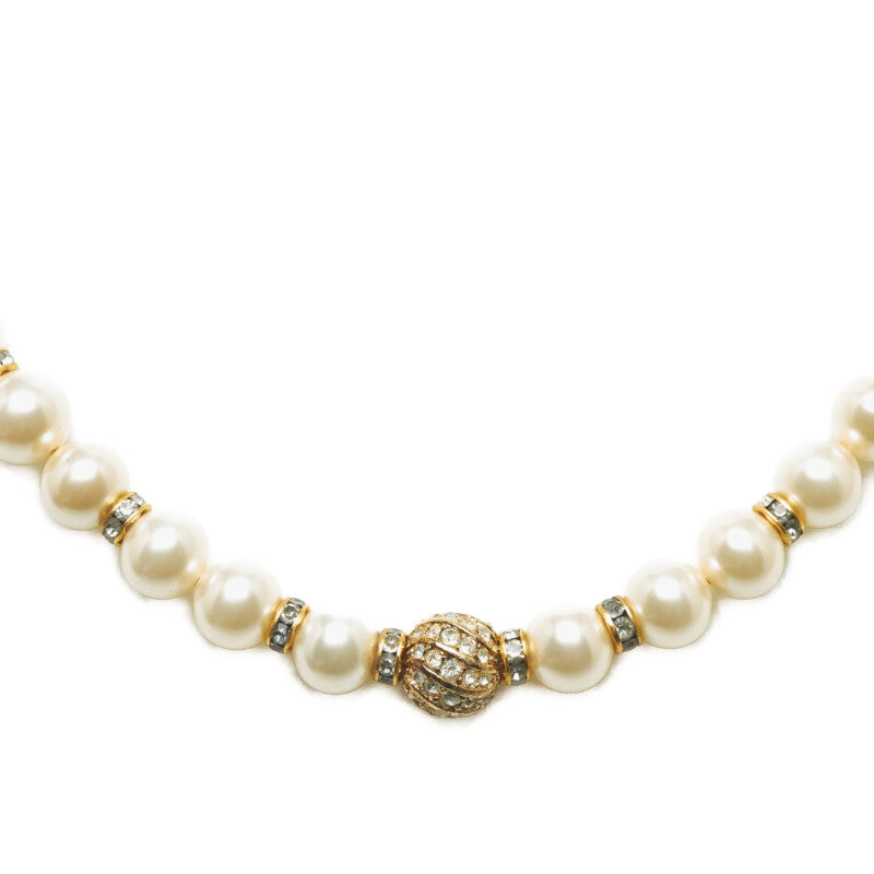 Faux Pearl & Crystal Bead Strand Necklace