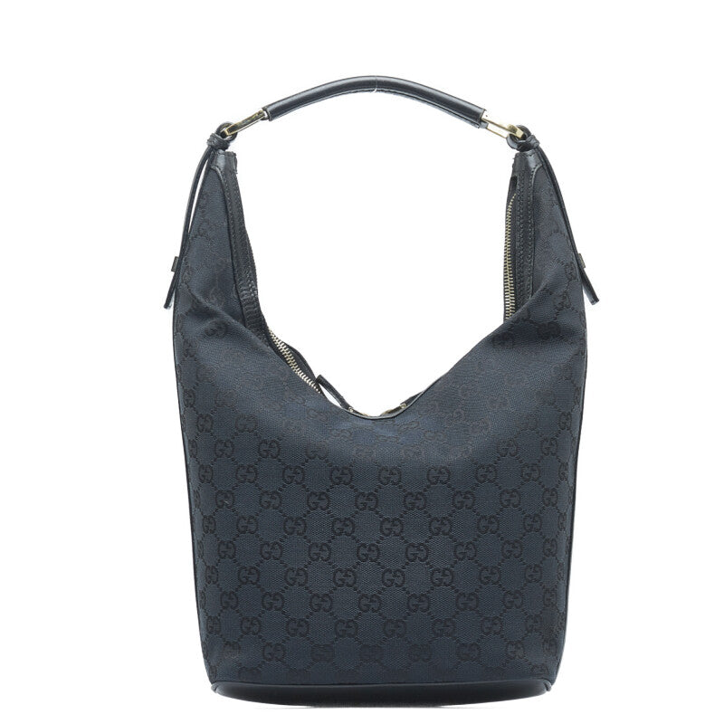 Gucci Vintage - Guccissima Canvas Shoulder Bag - Black - Leather