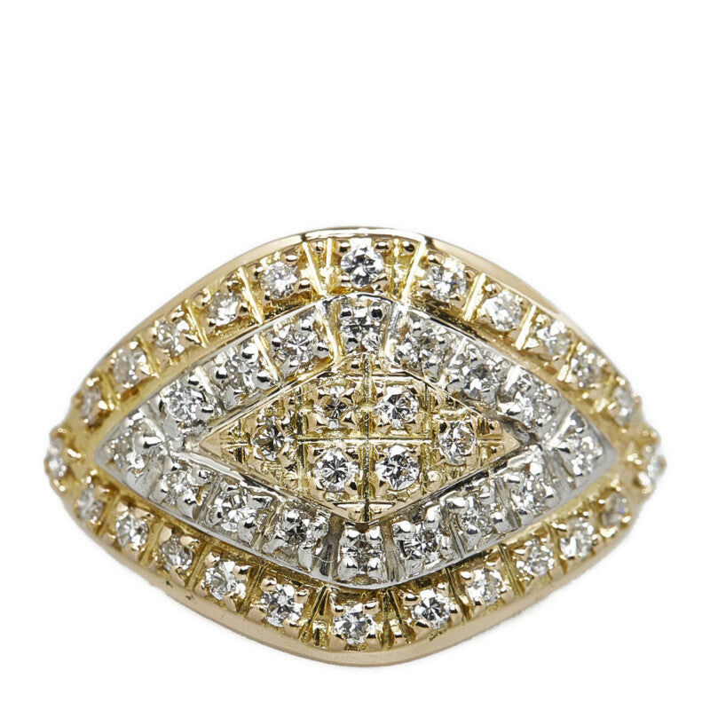 LuxUness  "K18YG Yellow Gold & Pt900 Platinum Diamond 0.67ct Combined Ring for Women, Size 11.5" Metal Ring in