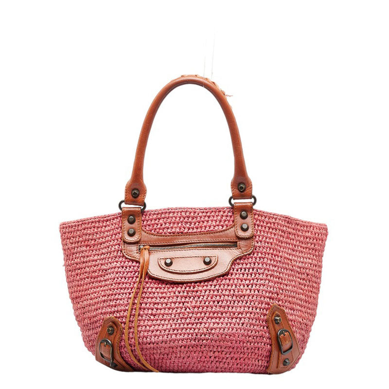 Balenciaga Raffia Basket Handbag Natural Material Handbag 236741 in Good condition