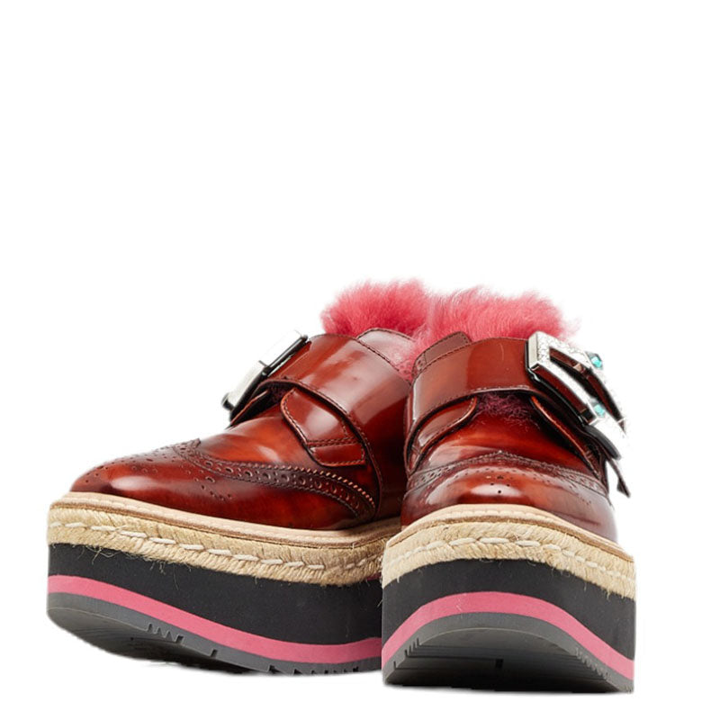 Prada Espadrille Fur Shoes Leather Other in Good condition