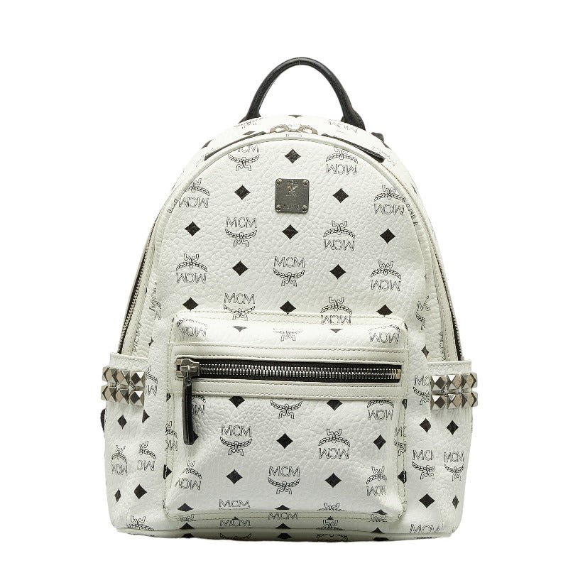 Small Stark Backpack in White Logo Visetos Blue