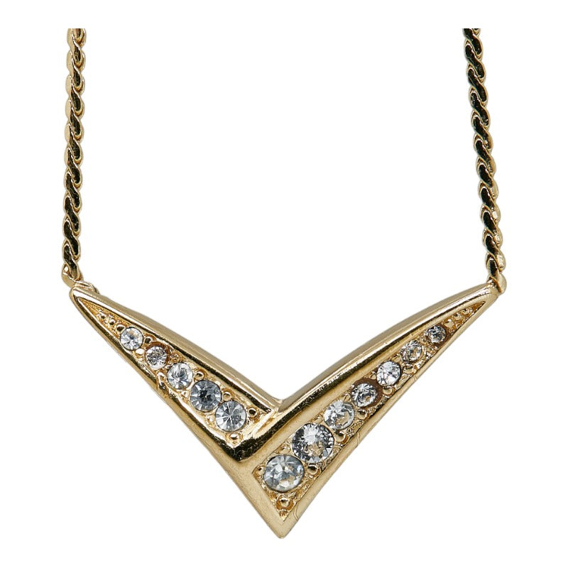 [LuxUness]  Dior Ladies' Necklace in Gold Plating with Rhinestones (Pre-owned) Metal Necklace in Good condition