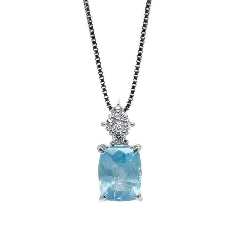 [LuxUness]  K18WG White Gold 2.41ct Apatite and 0.17ct Diamond Necklace for Women (Pre-Owned) Metal Necklace in