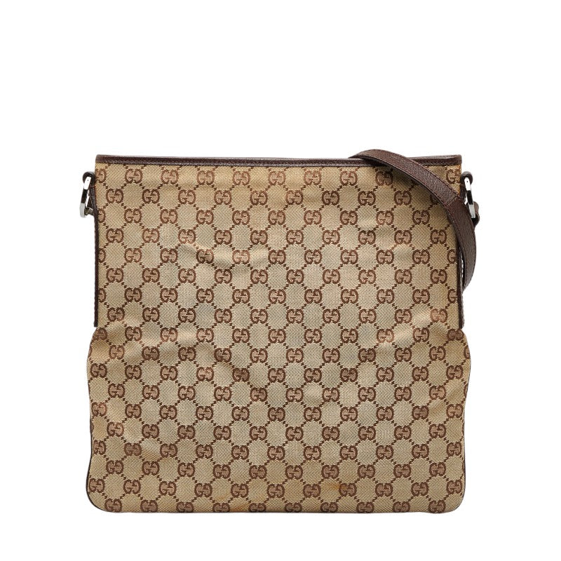 Gucci GG Canvas Flat Messenger Bag Canvas Crossbody Bag 113013 in Good condition
