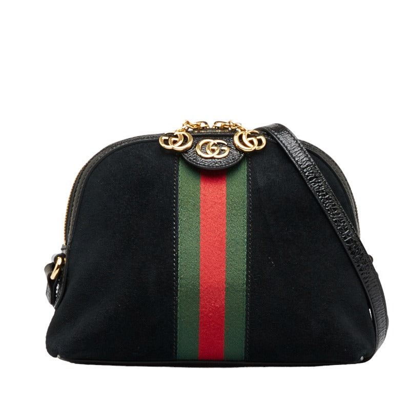 Authentic Gucci Shoulder Bag Black Suede Leather