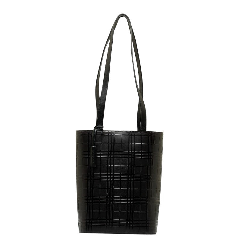Check Embossed Leather Tote Bag