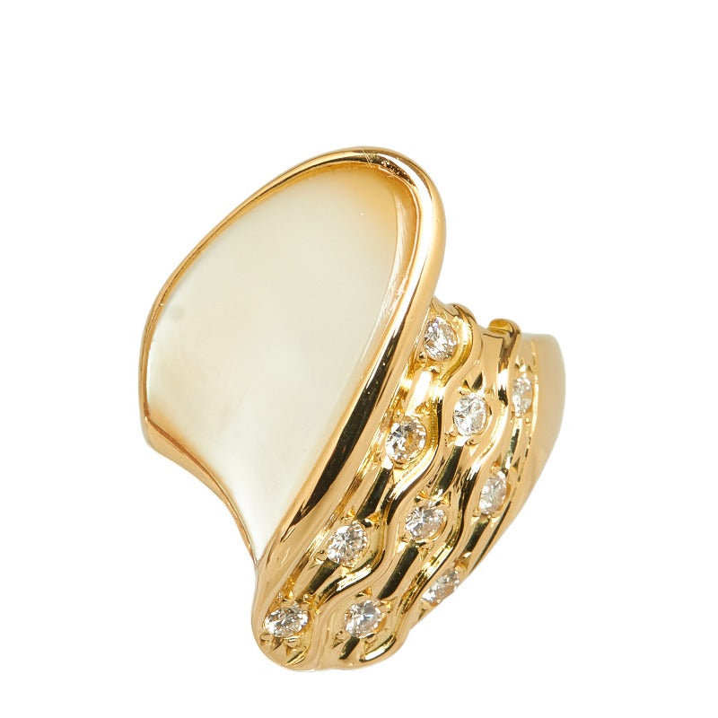 18k Gold Diamond Shell Ring