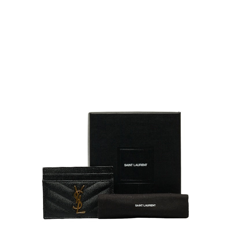 Yves Saint Laurent Logo Caviar Card Case  Leather Card Case 423291 in Excellent condition