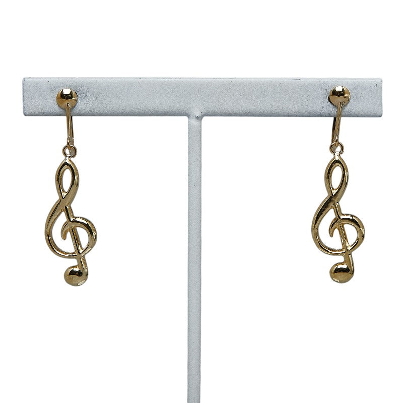 Ladies' Yellow Gold K18YG Music Note Earrings (Preowned)