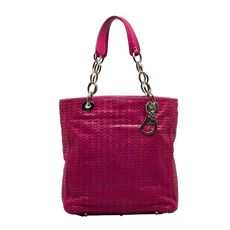Woven Leather Chain Tote