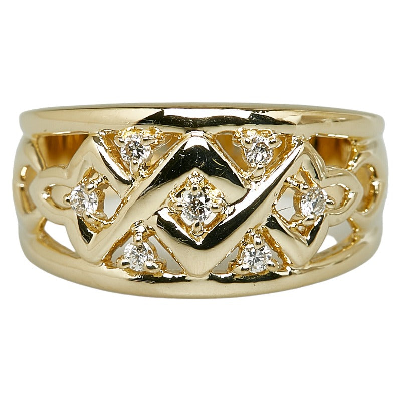 [LuxUness]  K18YG Yellow Gold, 0.10 Diamond Ring for Women, Size 10.5 (Pre-owned) Metal Ring in