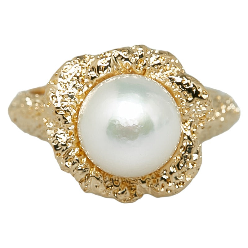 [LuxUness]  K18YG Yellow Gold, 8.9mm Akoya Pearls Ring for Women, Size 11 (Pre-owned) Metal Ring in