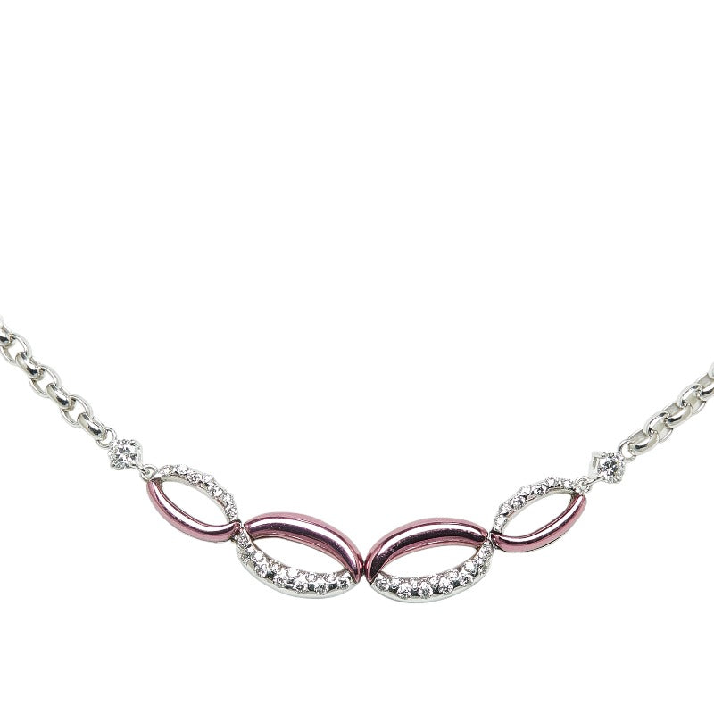[LuxUness]  White Gold (K18WG) Necklace with 0.72ct Diamond in Purple - For Women Metal Necklace in Excellent condition