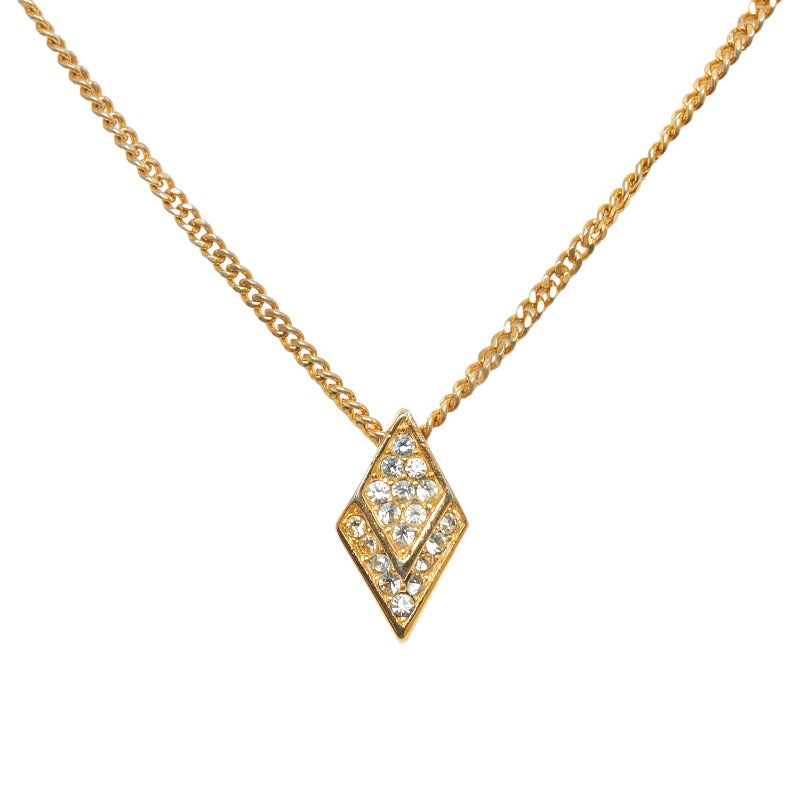 Dior Rhinestone Diamond Pendant Necklace Metal Necklace in Good condition