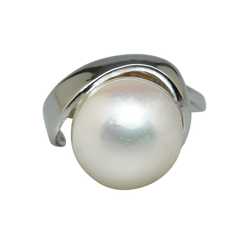 [LuxUness]  Pt850 Platinum White Pearl 12.4mm Ring for Women, Size 12.5 [Pre-Owned] Metal Ring in