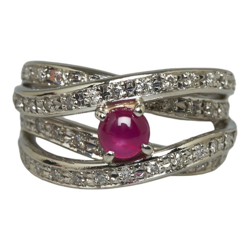Ladies' Pt900 Platinum Ring with 0.59ct Star-Ruby and 0.46ct Diamond, Size 9 (Pre-Owned)