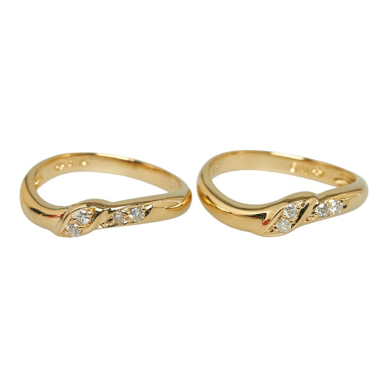 Ladies' K18YG Yellow Gold 2-Piece Set Ring with 0.14ct Diamond, Size 11 (Pre-Owned)