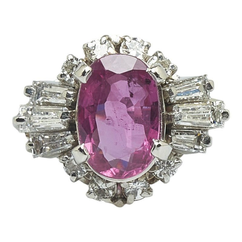 Ladies' Pt900 Platinum Ring with 1.57ct Pink Sapphire and 0.60ct Diamonds, Size 14.5 (Pre-owned)