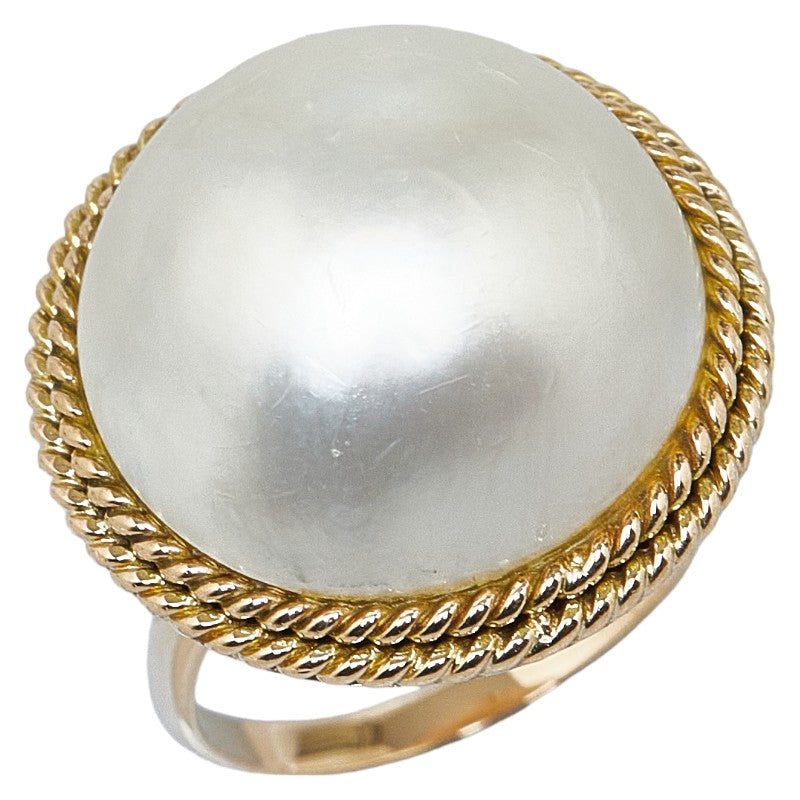 Ladies Ring in 14K Yellow Gold, Features 18.2mm Mabe Pearl - Size 11