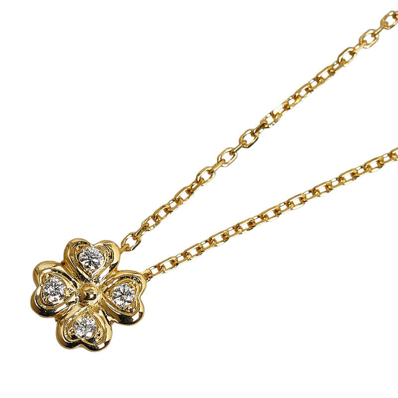 18k Gold Diamond Clover Pendant Necklace