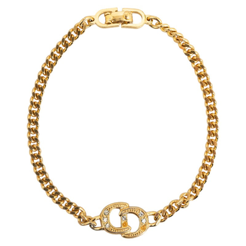 Dior Crystal CD Chain Link Bracelet Metal Bracelet in Good condition