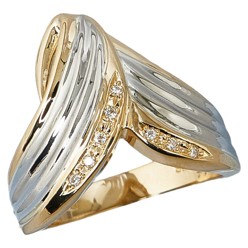 Women's K18YG Yellow Gold Ring with 0.04ct Diamond, Set on Pt900 Platinum, Size 11.5 (Pre-owned)