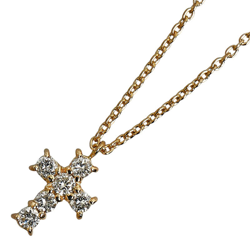 [LuxUness] 18k Gold Diamond Cross Pendant Necklace Metal Necklace in Excellent condition