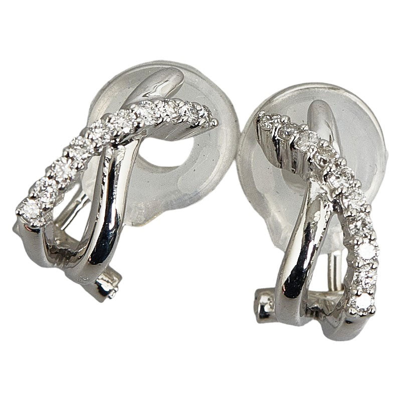 18K Twisted Diamond Clip On Earrings