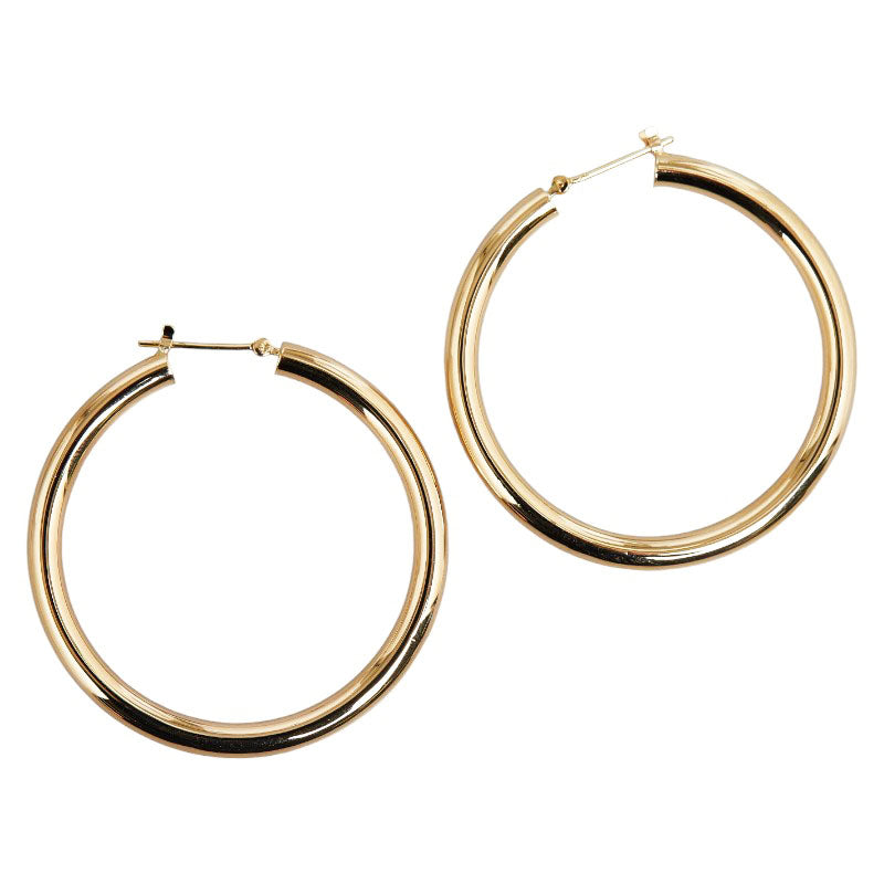 Large 18 Karat Yellow Gold (K18YG) Hoop Earrings - Women's Jewelry