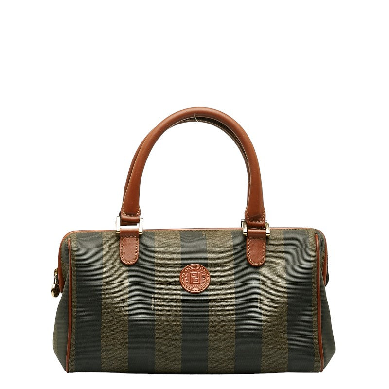 Fendi Pequin Boston Bag Canvas Handbag 259022 in Fair condition