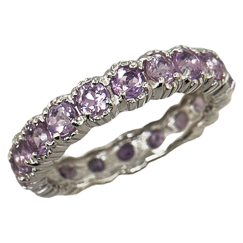 Star Jewelry 18K White Gold (K18WG) Ring with Amethyst, Eternity Design for Women