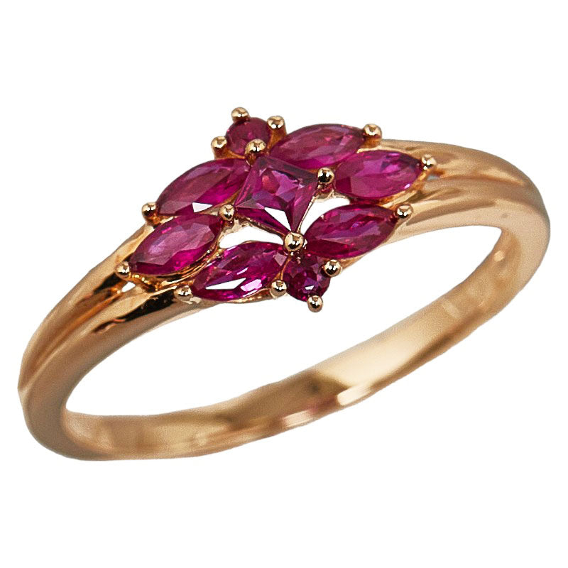 K18PG Pink Gold Ring with 0.60ct Ruby for Women - Size 15.5 - Preowned