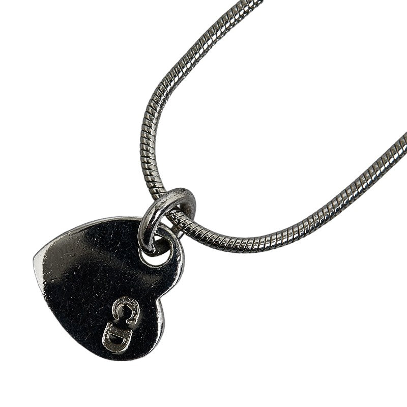 Dior Silver Metal Heart Logo Necklace, Women's