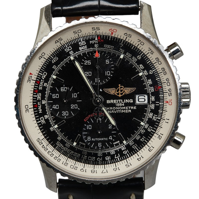 Breitling Navitimer Heritage Chronograph With Black Leather Strap and Silver Case A1332412 BF27
