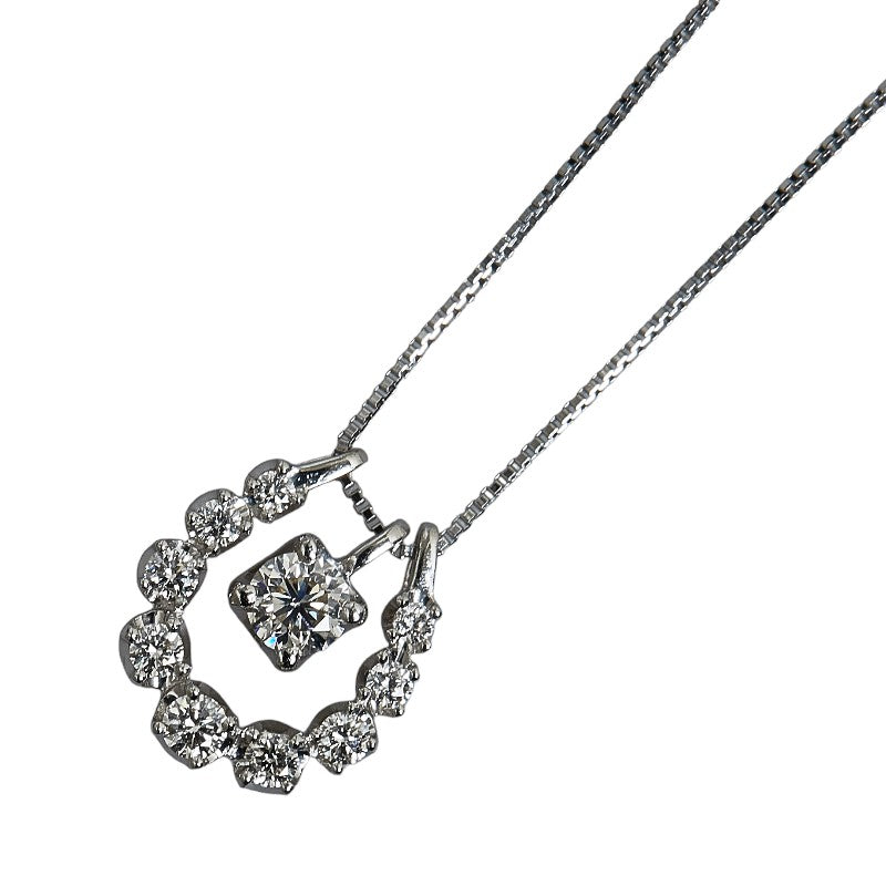Pt900 Platinum Pt850 Diamond 0.18ct 0.17ct Horseshoe Swing Ladies Necklace (Used)