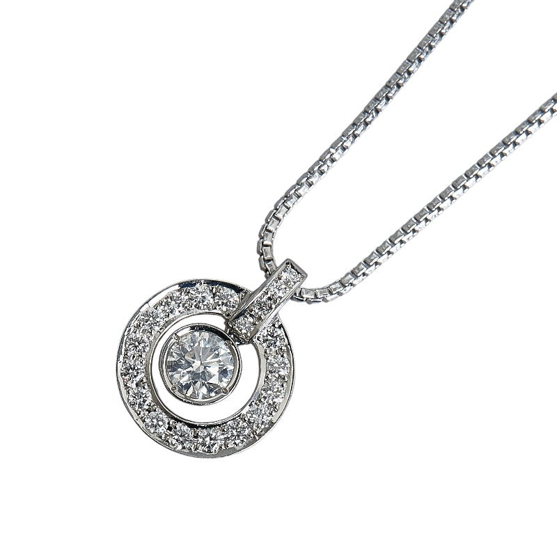 Pt950 Platinum Diamond 0.241ct 0.17ct La Soma Circle Swing Ladies Necklace (Used)