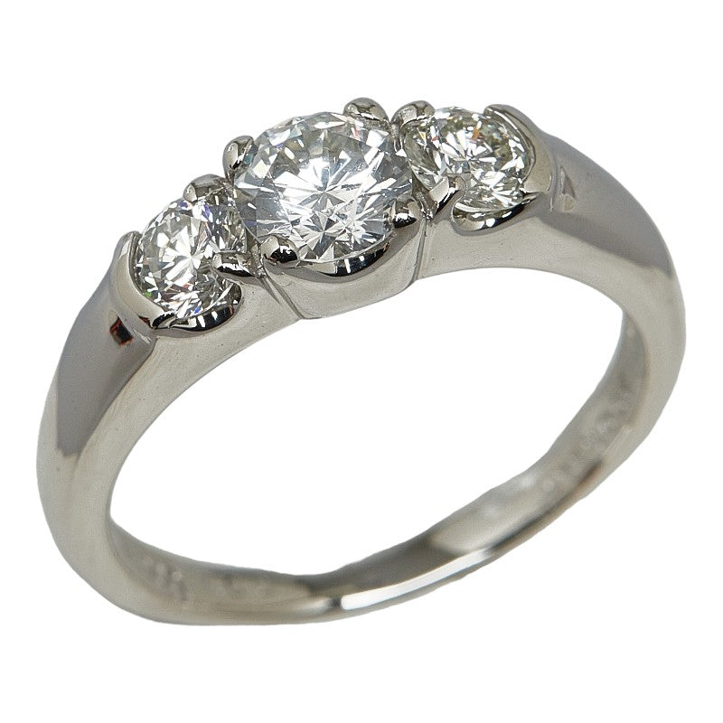 Pt900 Platinum Trilogy Ring with 1.00ct Diamond, Size 13, Ladies' Jewelry