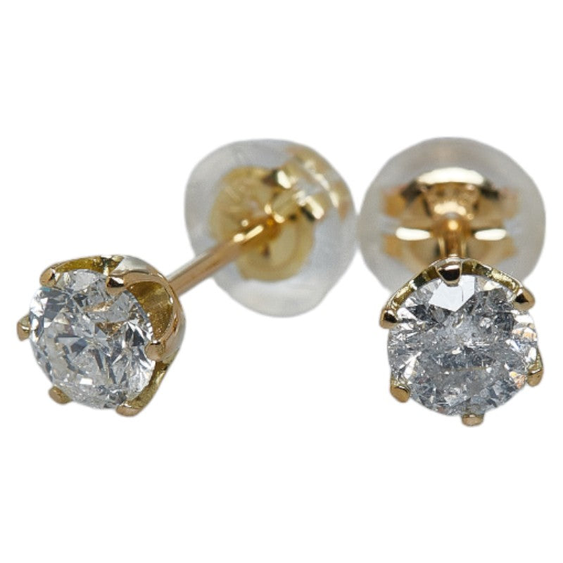 18K Yellow Gold Stud Earrings with 0.66ct Diamond, Ladies' Jewelry