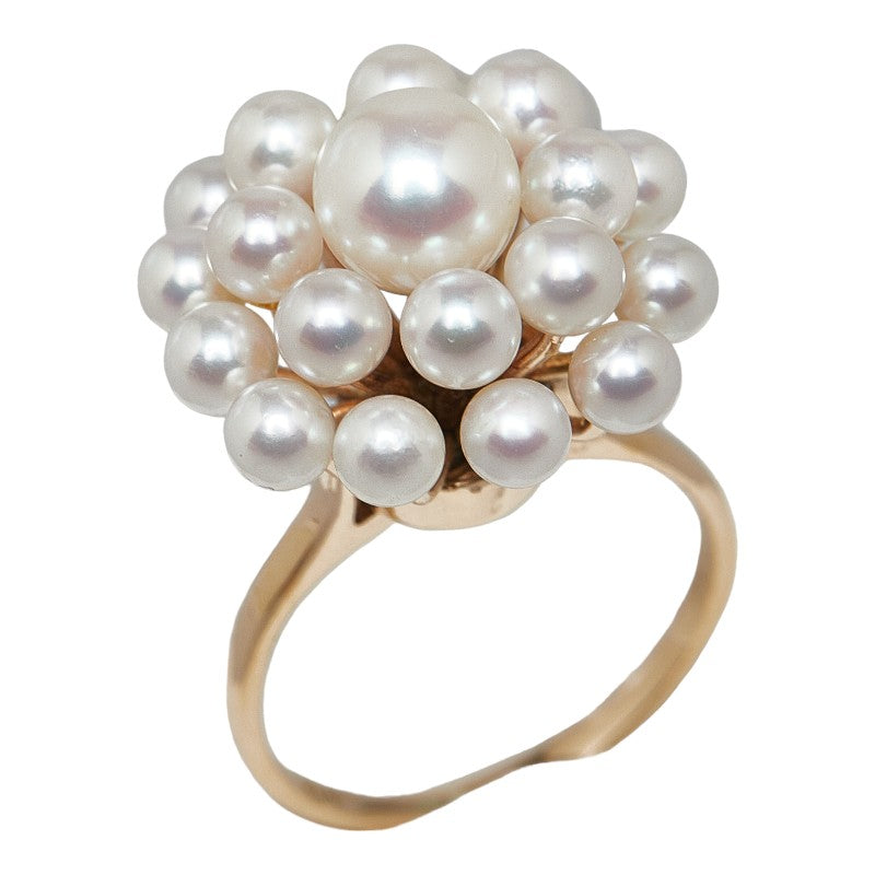 Women's K14YG Yellow Gold Ring with 6.5~7mm & 3.5~4mm Akoya Pearls, Size 10 (Used)