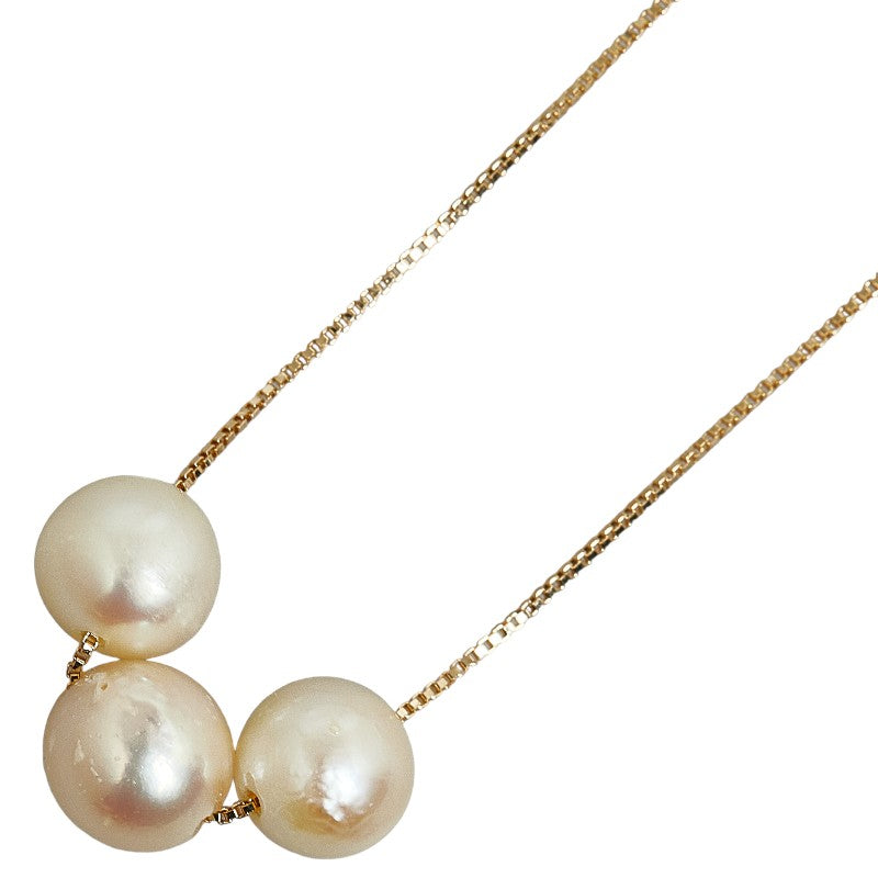 K18YG Yellow Gold Triple-strand Akoya Pearl Necklace 7-7.5mm, Ladies [Preowned]