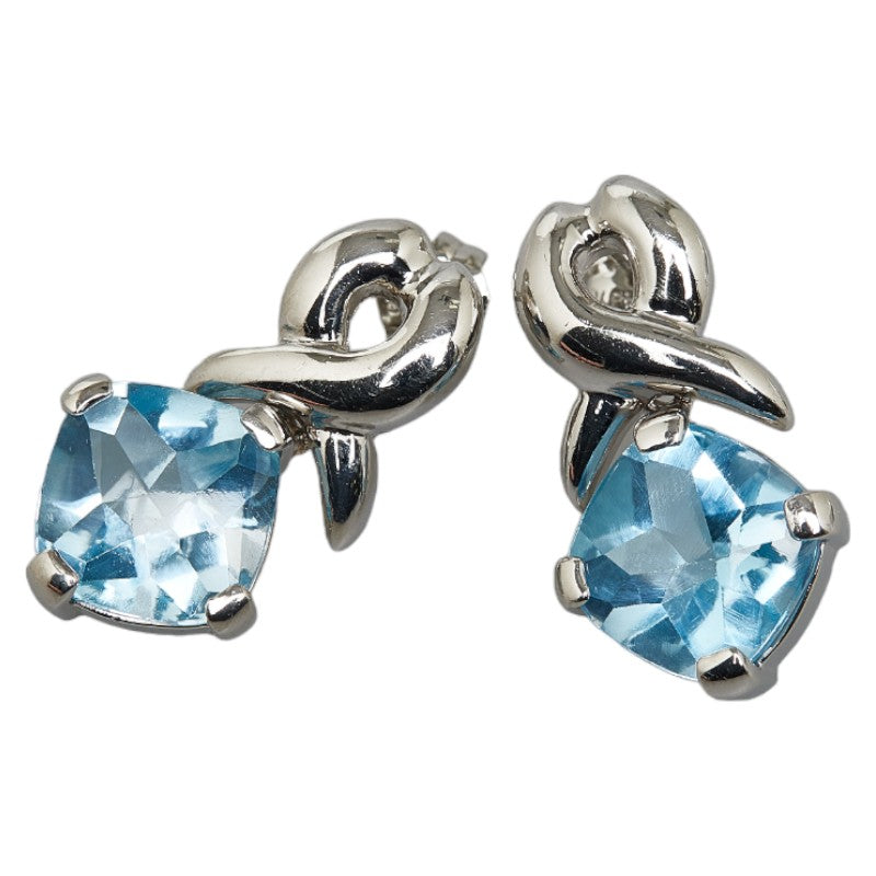Pt850 Platinum Blue Topaz 7.66ct Stud Earrings, Ladies [Preowned]