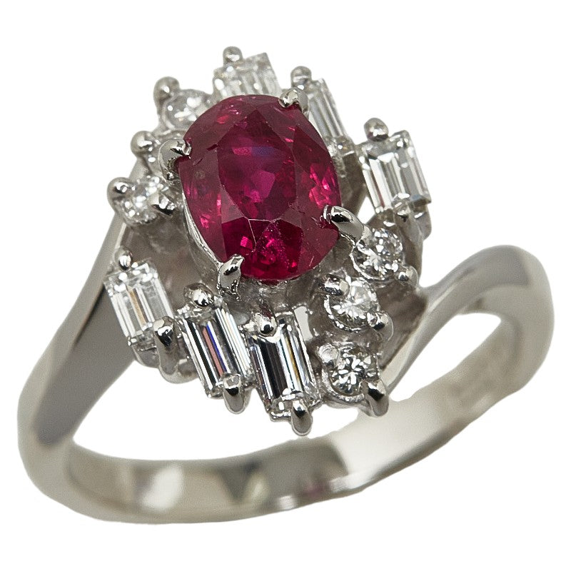 Pt900 Platinum Women's Ring Size 9 with 1.17ct Ruby and 0.54ct Diamond (Pre-owned)
