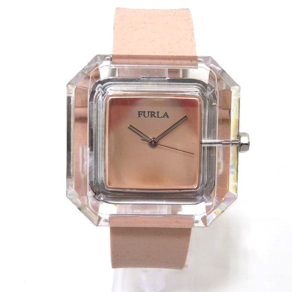 Pre-owned FURLA Quartz Ladies' Watch with Pink Plastic/SS/Rubber Case