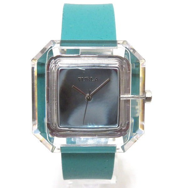 Pre-Owned FURLA Ladies Quartz Watch in Green - Plastic, Stainless Steel, Rubber