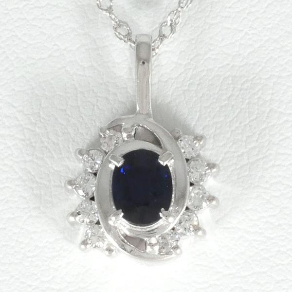 Sapphire 0.37ct & Diamond 0.16ct Necklace, Platinum PT850, Silver, Ladies, Used