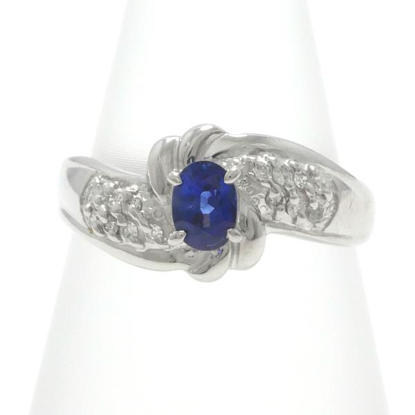 [LuxUness]  Platinum PT900, Sapphire 0.46ct, Diamond 0.09ct, Size 11 Women's Ring - Preowned in Excellent condition