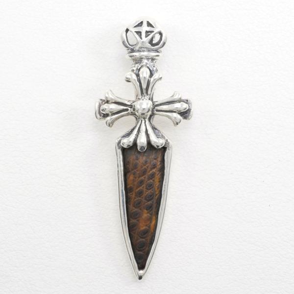 Cross Pendant with Silver 925 and Leather, Brown, Perfect for Men