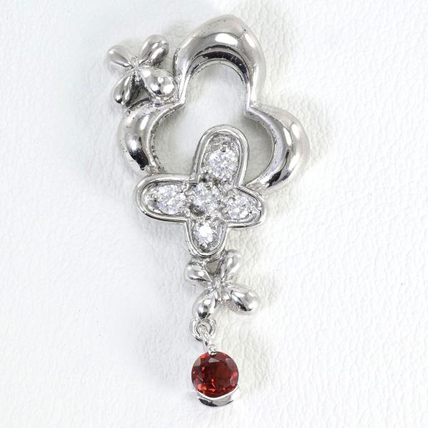 Silver Pendant with Garnet and Cubic Zirconia, Total Weight about 4.4g